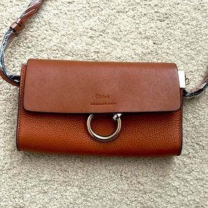 Auth Chloe Faye Mini Brown Leather Shoulder Bag